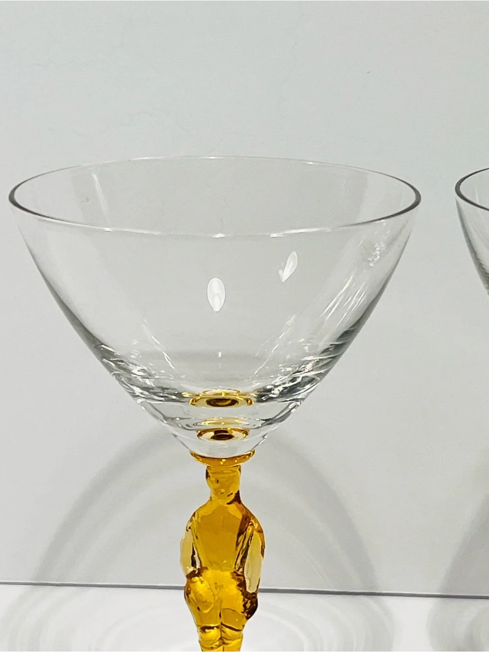 Pair of 1940’s Morgantown Jockey  Amber Cocktail Glasses Set of 2.